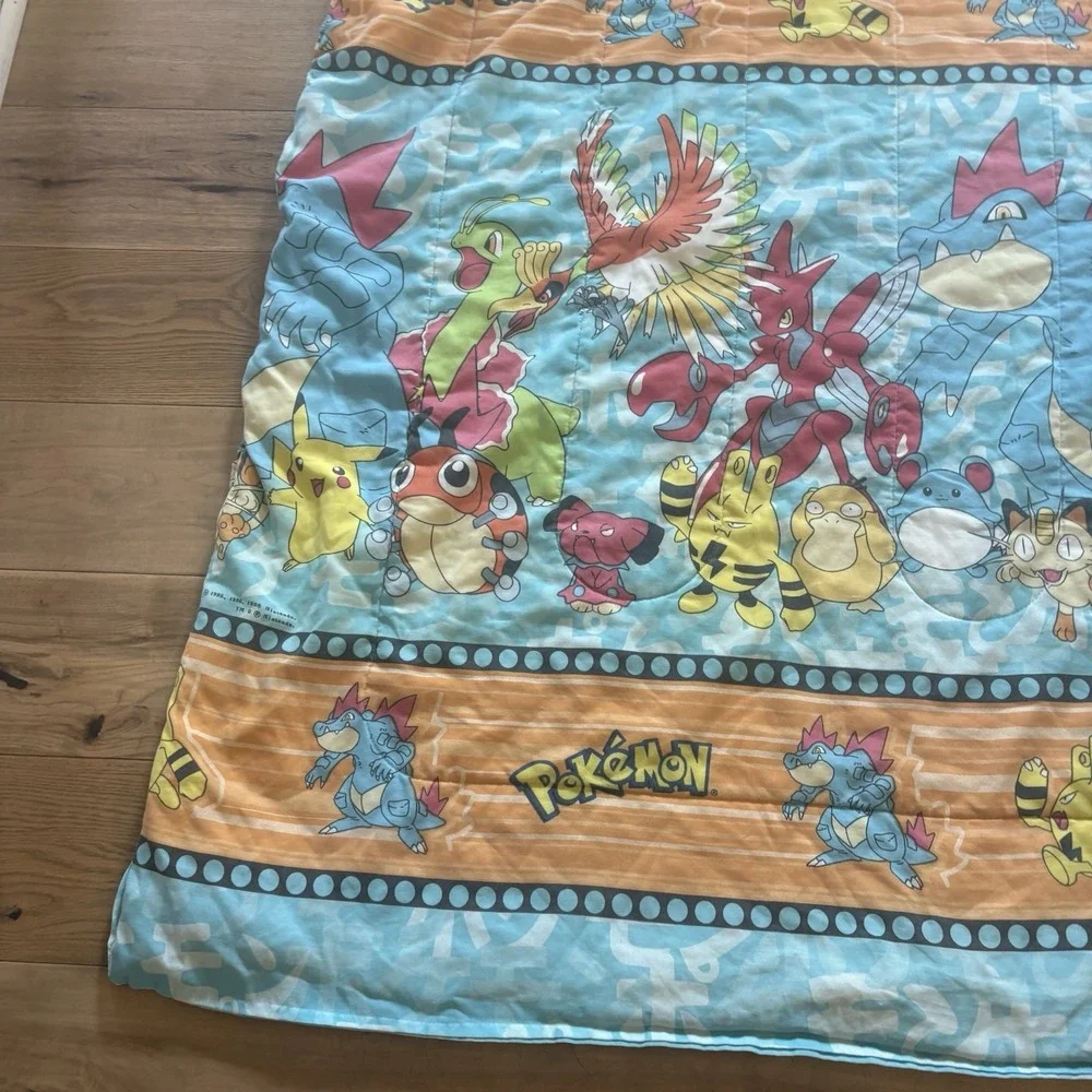 Vintage 1998 Pokemon Bed Comforter Blanket Nintendo Rare Video Game 86x58 RARE